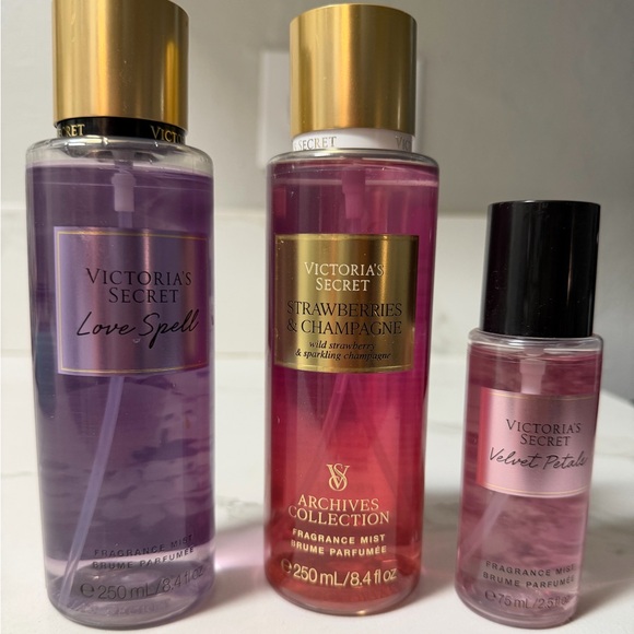 Victoria's Secret Other - Victoria Secret Body Mists (Love Spell, Strawberry & Champagne, Velvet Petals)